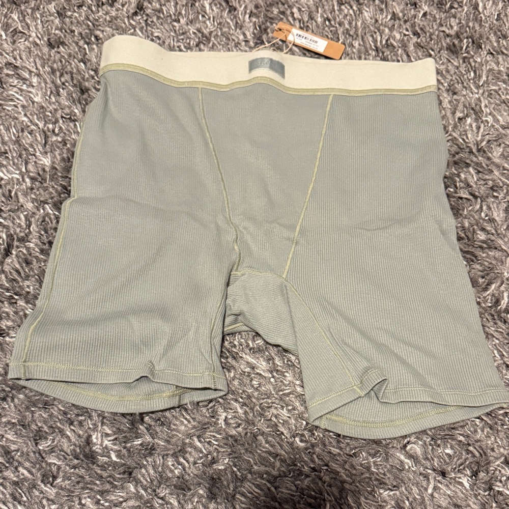SKIMS Women’s Cotton Ribber Boxer Briefs - MINERAL - NWT - MEDIUM